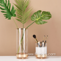 specially designing large gold rimmed clear glass vase